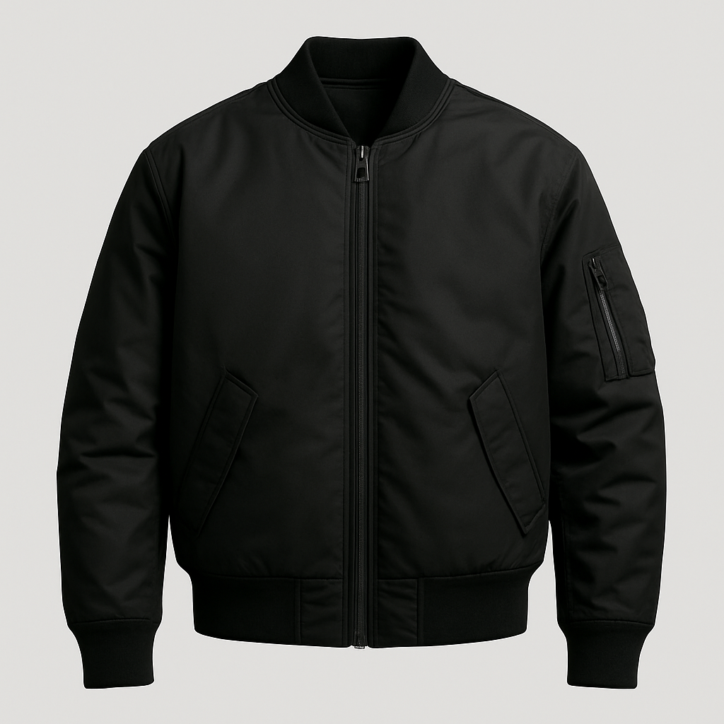 Streetwear Bomber Jacket – Jet Black