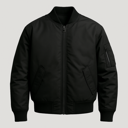 Streetwear Bomber Jacket – Jet Black